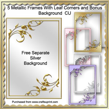Metallic Frames with Leaf Corners and Bonus Background Cu