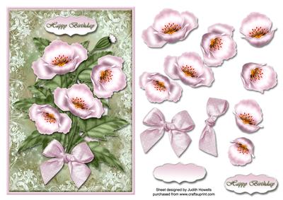 Bouquet of Pink Poppies Card Front