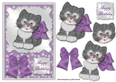 Cute Kitten Lilac Card Front