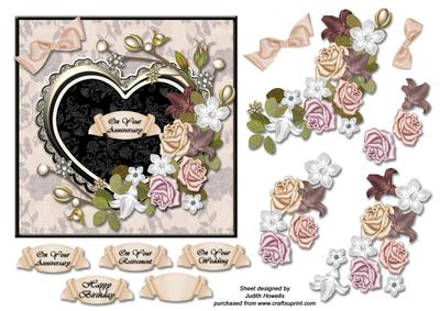 Floral Spray with Heart Frame Card Front