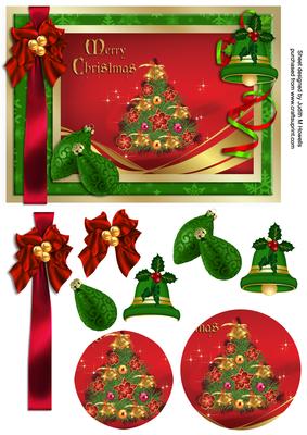 Christmas Tree Decoupage and Pyramid Card Front