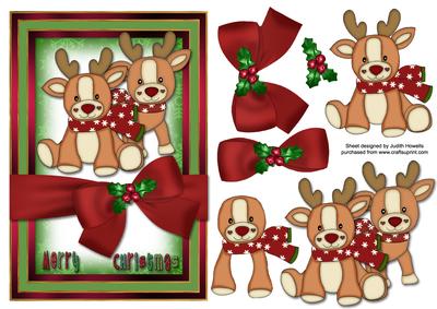 Cute Reindeer Bow Wrap Card Front