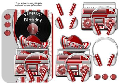 Disco Waved Border Birthday Card Front