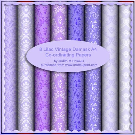 Lilac Vintage Damask A4 Co-ordinating Papers