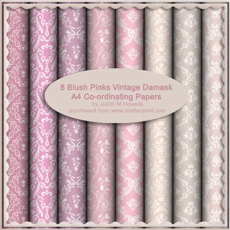 Blush Pinks Vintage Damask A4 Co-ordinating Papers