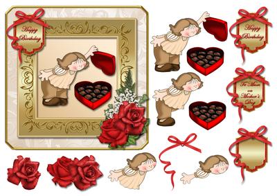 Chocolates and Roses Gold Card Front