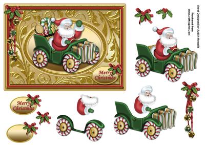 Santas Motor Gold Framed Card Front