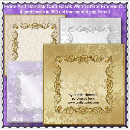 Floral and Damask Card Bases with Ornate Frames