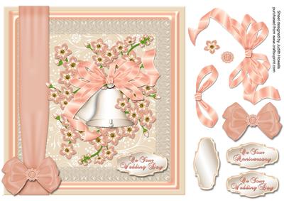 Wedding Bells Large Peach Card Front