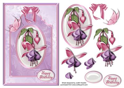 Feminine Fuchsia Lilac Card Front