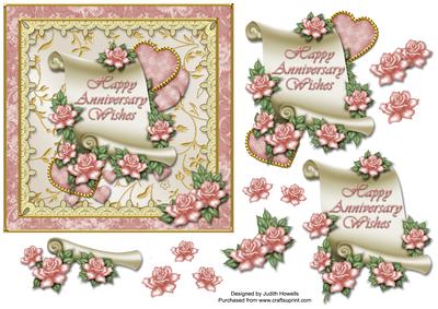 Scroll and Roses Anniversary Card Front