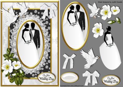 Bride and Groom Black and White Card Front