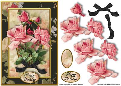 Vintage Roses A5 Card Front