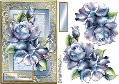 Gold Framed Porcelain Roses Card Front