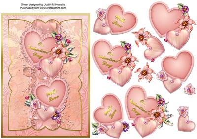 Pink Hearts 7 x 5 Card Front