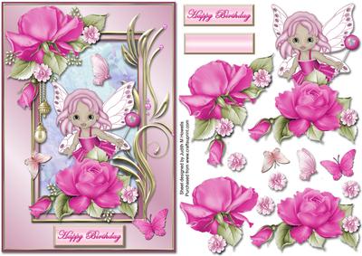 Fairy Roses and Butterflies Card Front