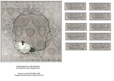 Vintage Dress and Roses in Silver Insert