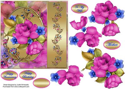 Bejewelled Roses Square Card Front