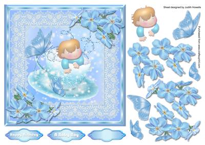 Sitting in a Teacup in Blue Large Card Front