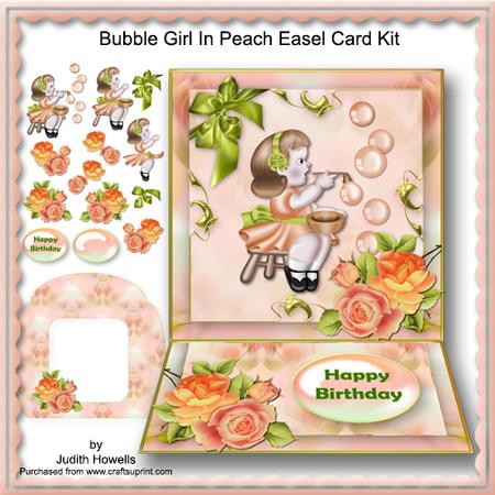 Bubble Girl in Peach Easel Card Kit