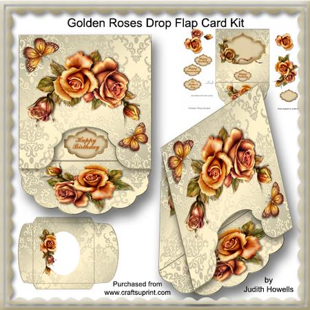 Golden Roses Drop Flap Card Kit