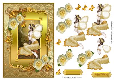 Golden Fairy with Butterfly Card Front