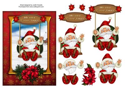 Santa on Swing 7 x 5 Card Front