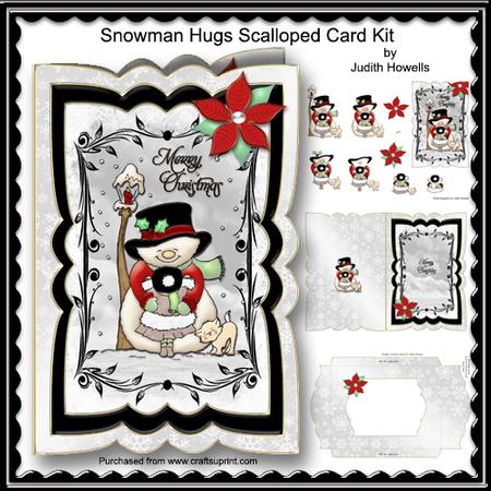 Snowman Hugs Scalloped Card Kit