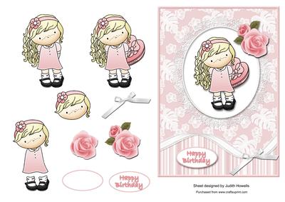 Girl with Chocolates 7 x 5 Card Front