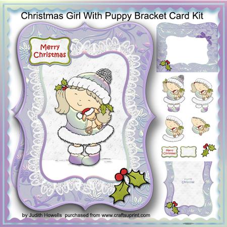 Christmas Girl with Puppy Bracket Card Kit