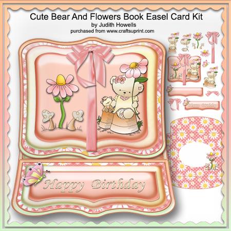 Cute Bear and Flowers Book Easel Card Kit