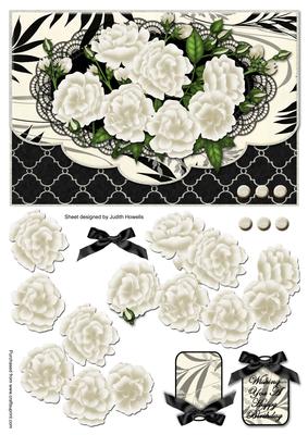 White Rose Bouquet Envelope Style Card Front