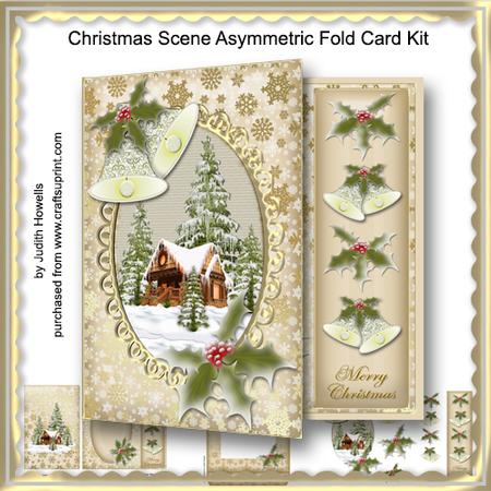 Christmas Scene Asymmetric Fold Card Kit