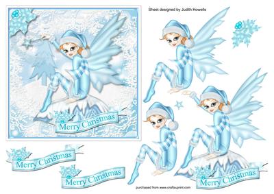 Blue Christmas Fairy Square Card Front