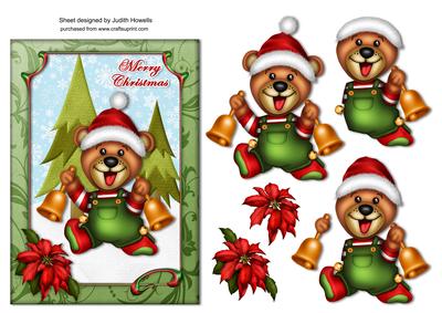 Bear with Bells 7 x 5 Card Front