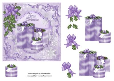 Lilac Christmas Gifts Square Card Front