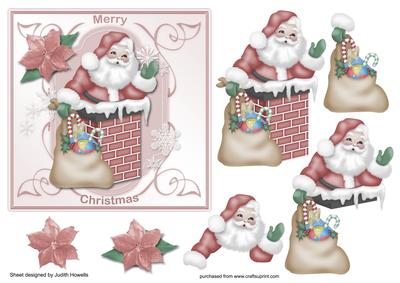 Santa in the Chimney Square Card Front