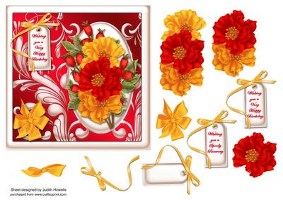 Red and Yellow Flowers Square Card Front
