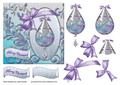 Glittering Christmas Decoration Card Front