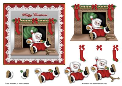 Santa Falls Down the Chimney Card Front