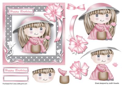 Dressing Up Girl Square Card Front