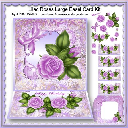 Lilac Roses Large Easel Card Kit