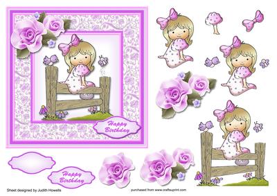 Girl Sitting on Fence Square Card Front