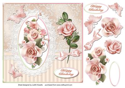 Pink Roses Large Card Front