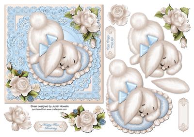 Blue Puppy on Cushion Square Card Front