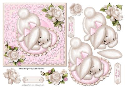 Pink Puppy on Cushion Square Card Front