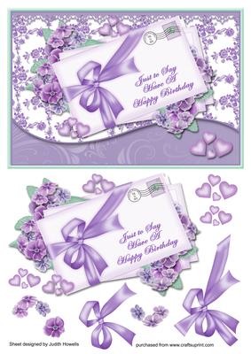 Lilac Letters Waved Card Front