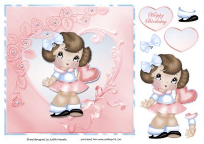 Hearts Girl Large Card Front