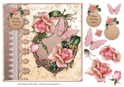 Roses with Ornate Border Card Front