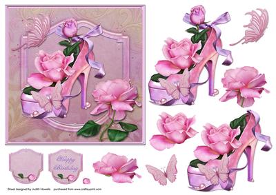 Sugarbaby Roses and Shoe Card Front